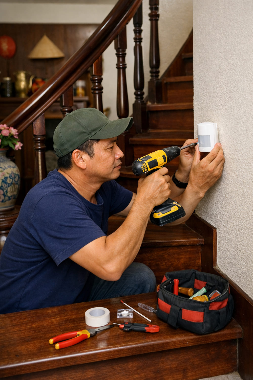 Ảnh 3: Hướng dẫn lắp cảm biến chuyển động cầu thang