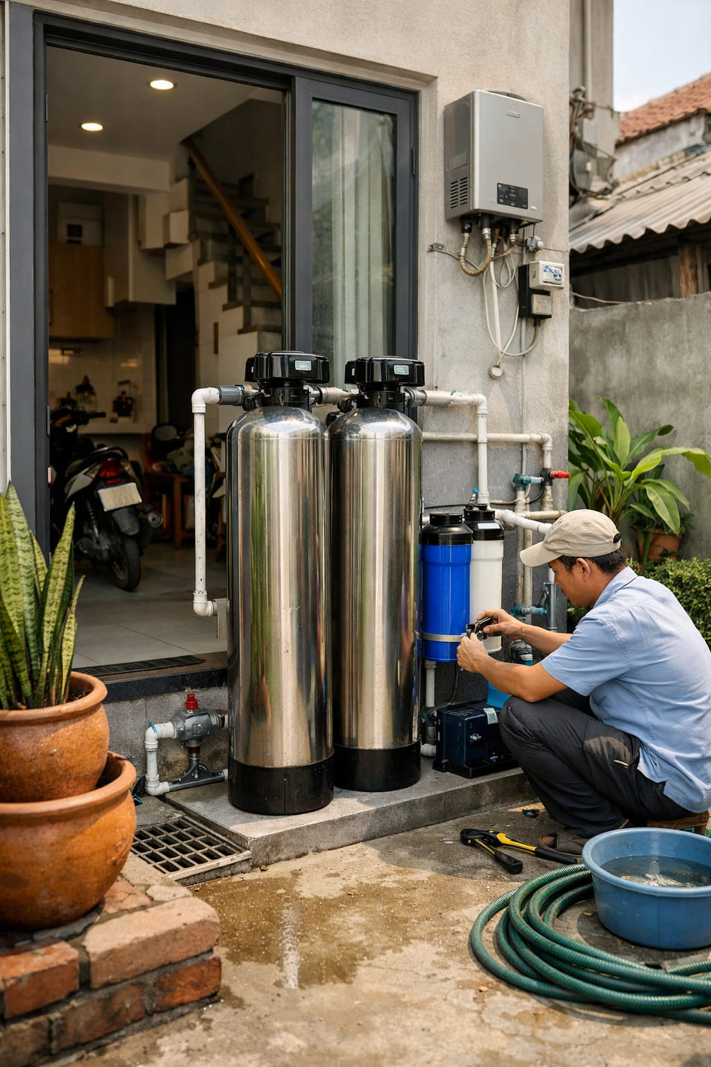 
Ảnh 1: Khái niệm lọc nước đầu nguồn cho nhà phố
