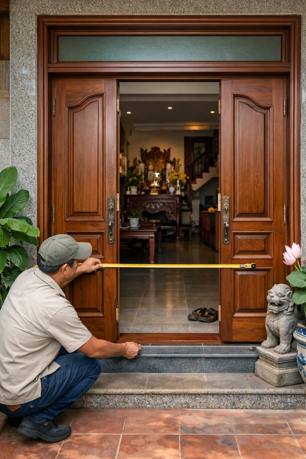 
Ảnh 3: Kích thước lỗ ban cửa chính chuẩn phong thủy phổ biến
