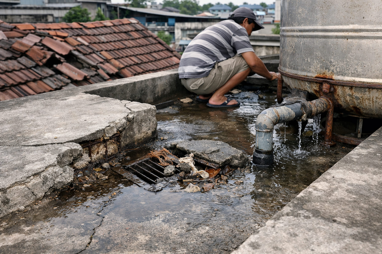 
Ảnh 2: Nguyên nhân sân thượng bị thấm dột
