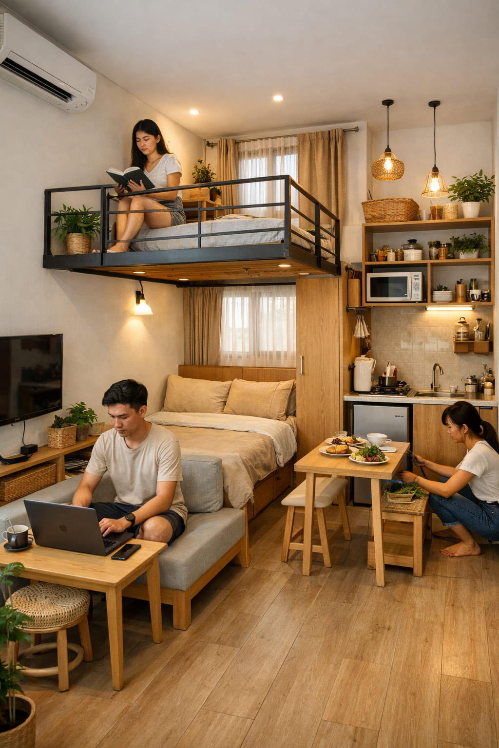 
Ảnh 1: Tổng quan tối ưu không gian nhà nhỏ 30m2
