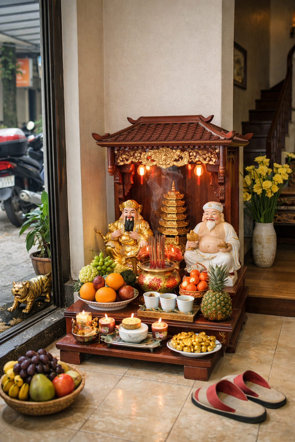 
Ảnh 1: Vị trí đặt bàn thờ Thần Tài là gì và ý nghĩa phong thủy
