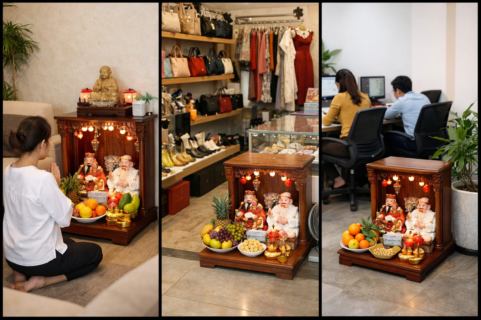 
Ảnh 3: Vị trí đặt bàn thờ Thần Tài trong nhà ở, cửa hàng và công ty
