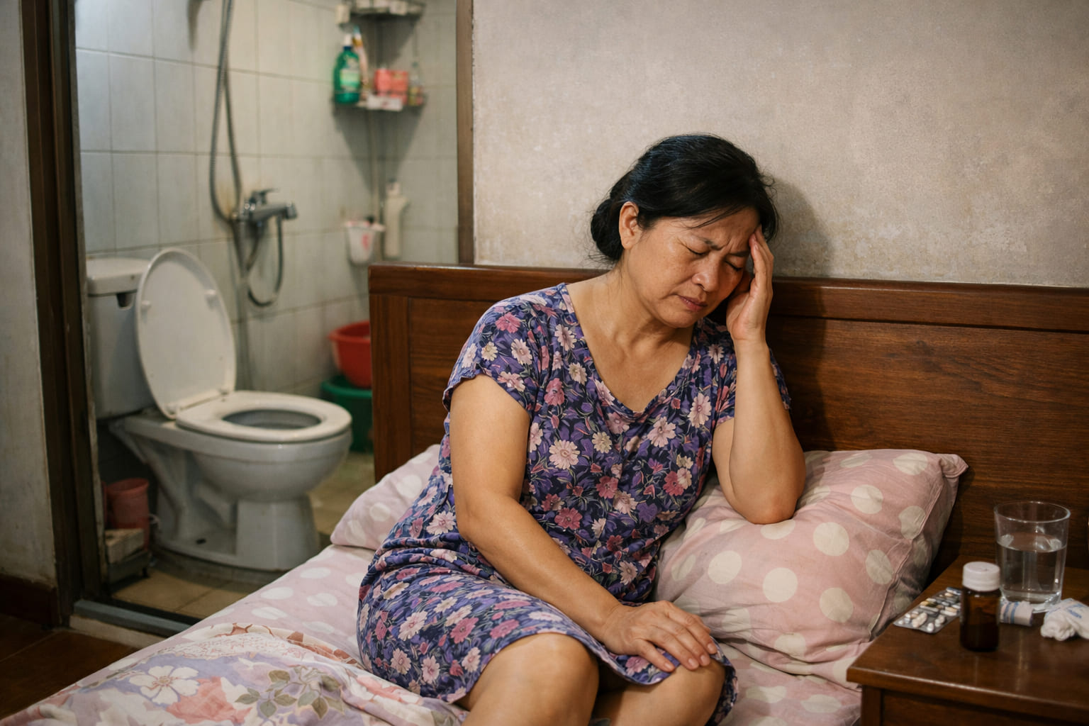 Ảnh 2: Ảnh hưởng của việc đầu giường dựa vào tường vệ sinh