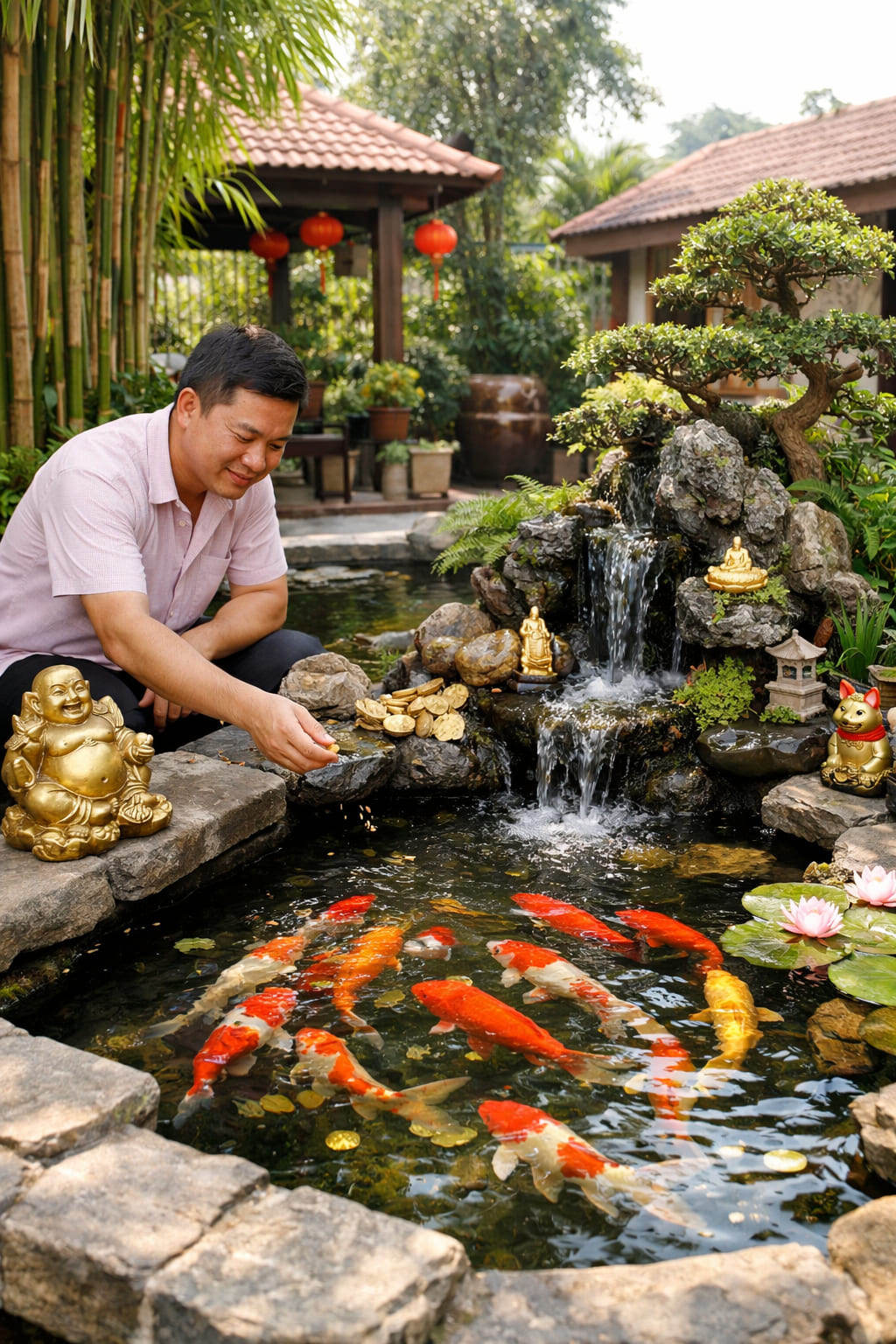 
Ảnh 2: Nuôi cá phong thủy ở đâu ngoài trời để thu hút tài lộc?
