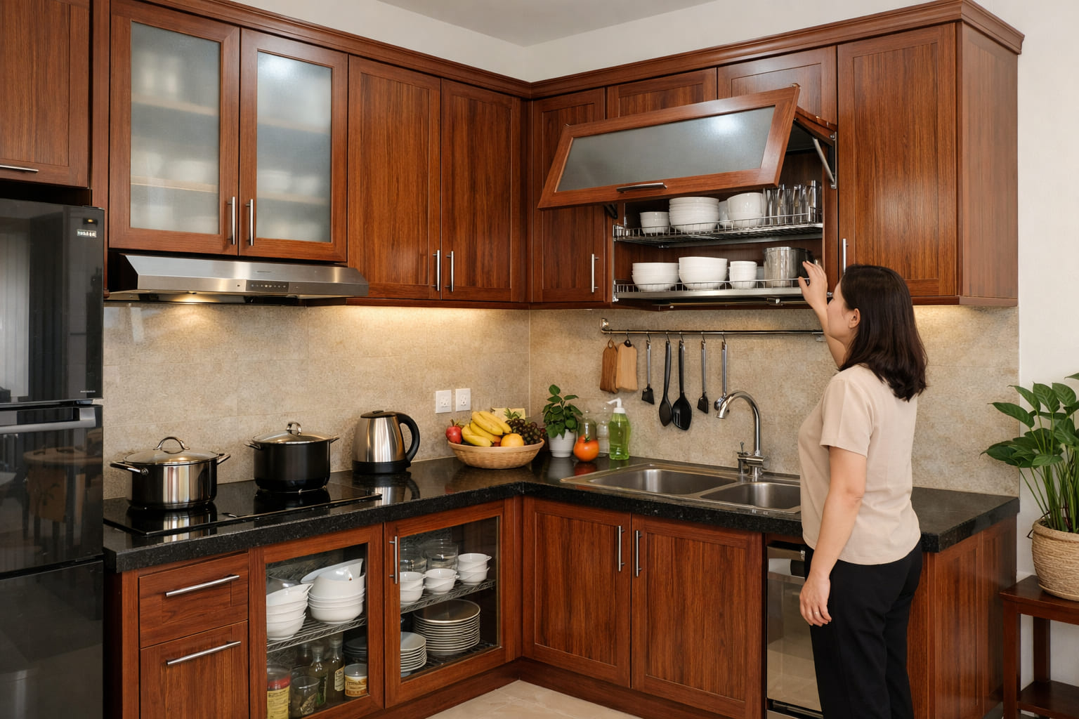 
Ảnh 1: Tủ bếp nhôm kính giả gỗ cao cấp là gì
