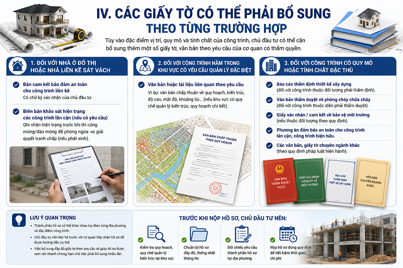 Các Giấy Tờ Có Thể Phải Bổ Sung Theo Từng Trường Hợp