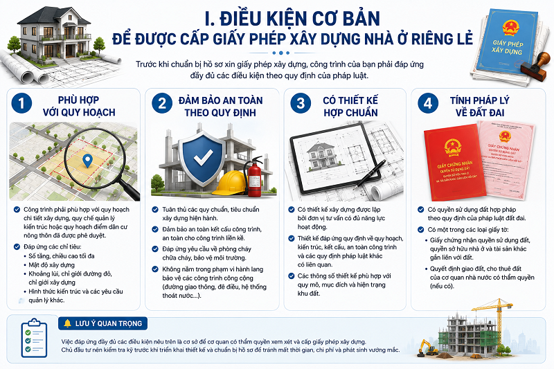 
Điều Kiện Cơ Bản Để Được Cấp Giấy Phép Xây Dựng Nhà Ở Riêng Lẻ
