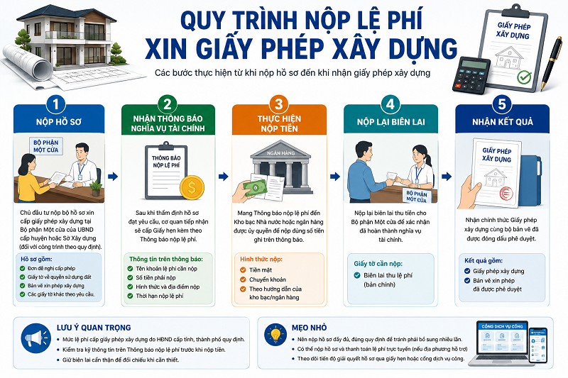 
Quy trình nộp lệ phí xin giấy phép xây dựng
