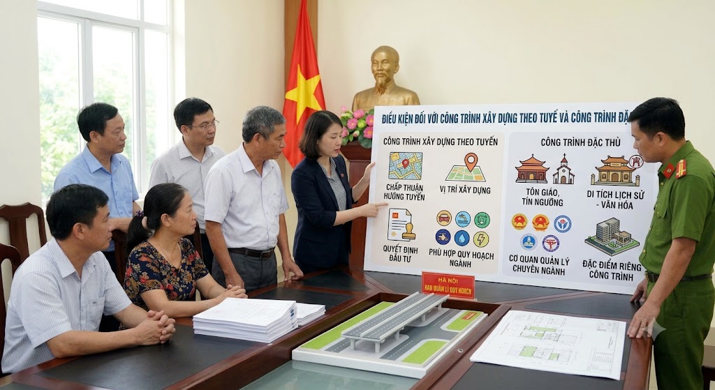 
Điều kiện đối với công trình xây dựng theo tuyến và công trình đặc thù
