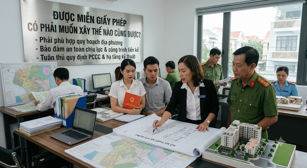 
Được miễn giấy phép có phải muốn xây thế nào cũng được?
