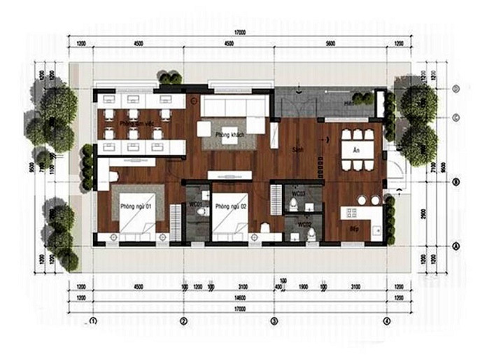 
Ảnh 1: Bản vẽ mô phỏng kiểu nhà Mỹ cấp 4
