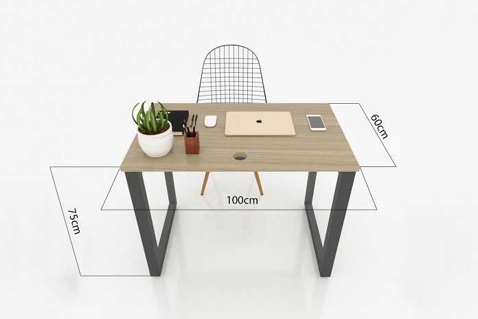 
Ảnh 3: Kích thước bàn làm việc chữ nhật thông dụng hiện nay
