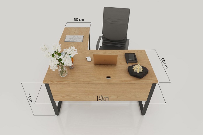 
Ảnh 4: Đặc trưng của bàn làm việc dạng chữ L là có 2 mặt bàn làm việc

