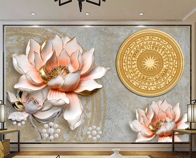 
Hình 7: Gạch trang trí 3D họa tiết hoa sen
