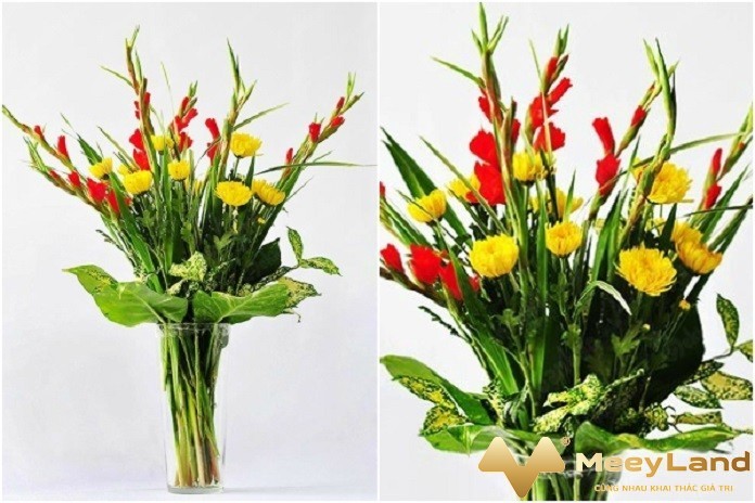 
Ảnh 9: Kết hợp với hoa giơn, hoa hồng càng làm tôn lên vẻ đẹp của hoa cúc vàng (Nguồn: Meeyland.com)
