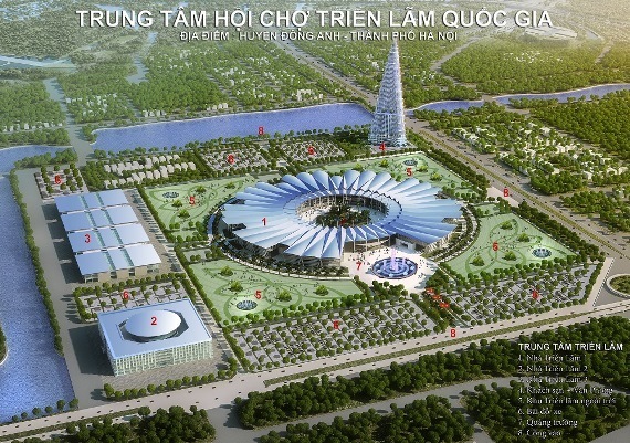 Phối cảnh Khu Trung tâm Hội chợ triển lãm quốc gia tại huyện Đông Anh.