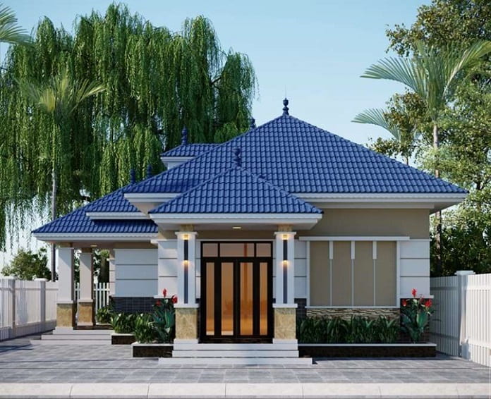 Mẫu nhà cấp 4 4 phòng ngủ mái thái sở hữu vẻ ngoài hiện đại, bắt mắt