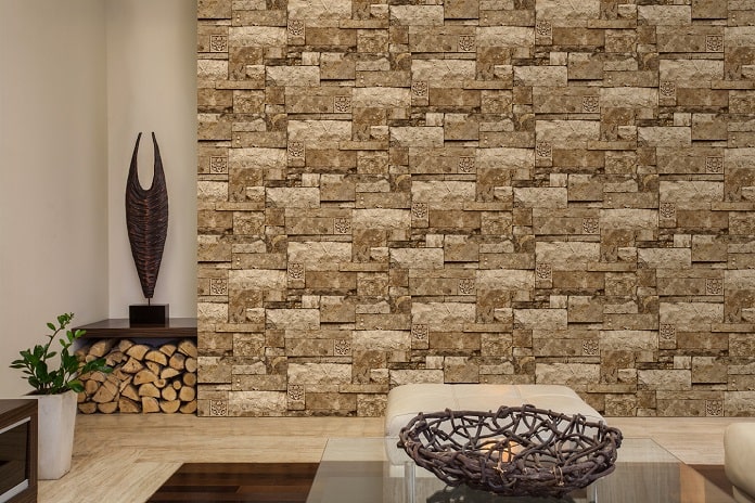 Ảnh 11: Mẫu giấy dán tường 3d phòng khách giả gạch 2