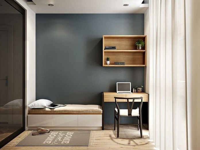 
Ảnh 46: Phòng ngủ nhỏ chú trong màu sắc tích hợp khi trang trí
