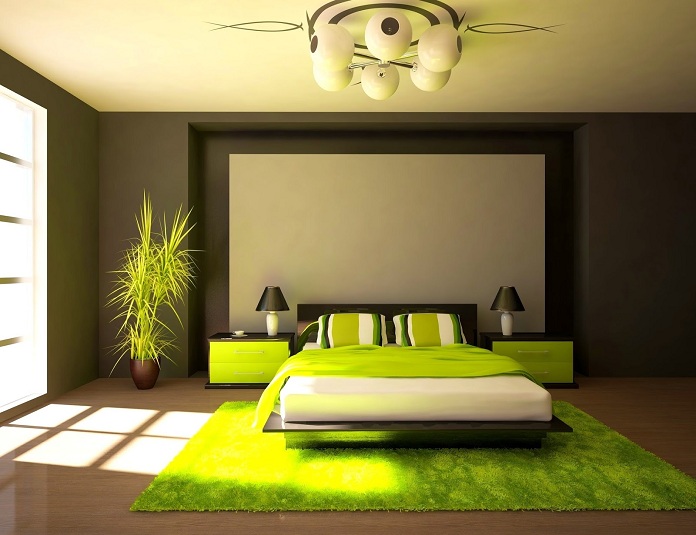 
Ảnh 51: Phòng ngủ xanh khi bố trí cùng cây cối
