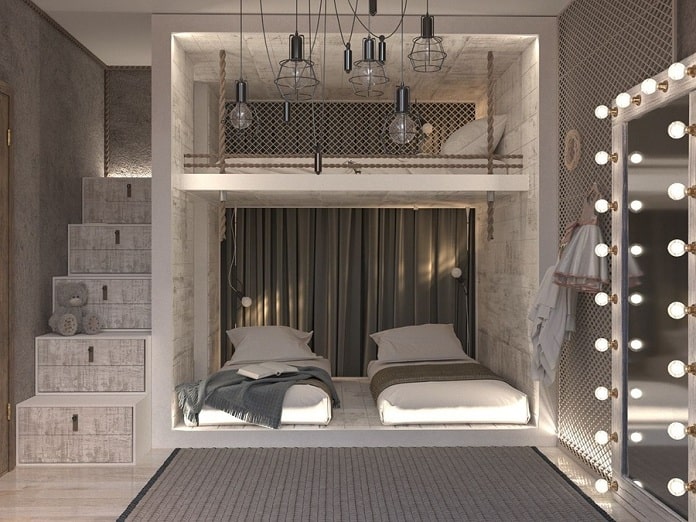 
Ảnh 57: Trang trí phòng ngủ bằng giường tầng sang trọng
