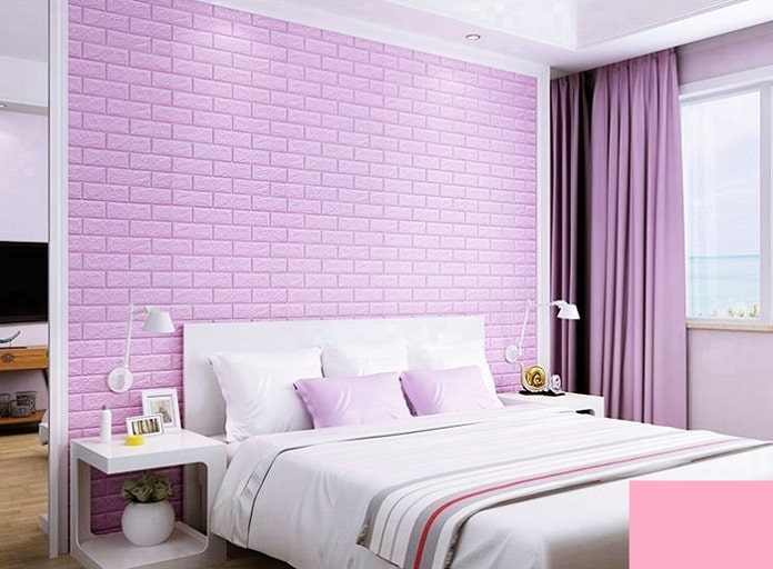 
Ảnh 63: Phòng ngủ dán tường màu hồng
