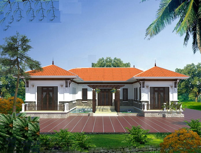 Nhà cấp 4 chữ U 4 phòng ngủ nổi bật trên từng chi tiết