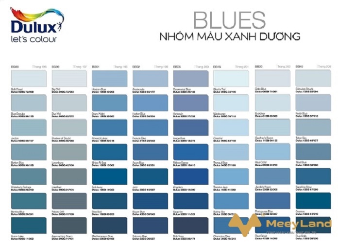 
Bảng màu xanh dương của Dulux với 56 màu
