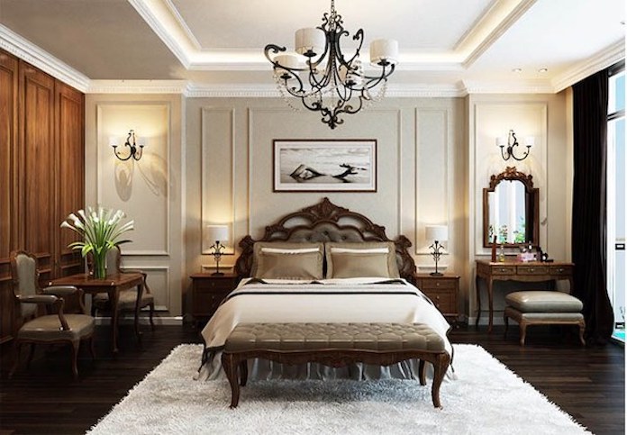 Hình 14: Phòng ngủ mang phong cách cổ điển trong nội thất sẽ ấm áp và thoải mái