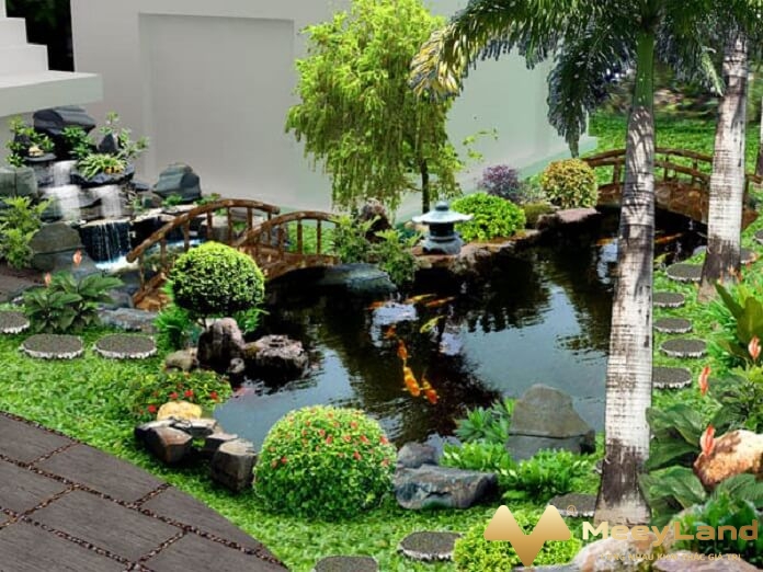 
Ảnh 29: Thiết kế tiểu cảnh sân vườn đẹp với hồ cá (Nguồn Internet)
