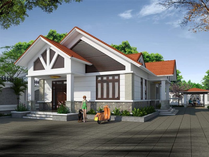 
Ảnh 3: Thiết kế kiến trúc nhà cấp 4 truyền thống
