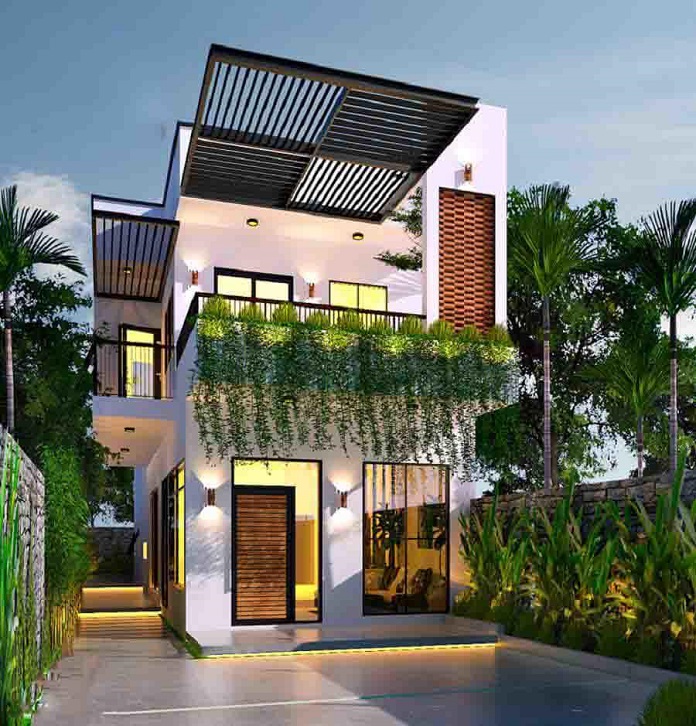 
Ảnh 8: Thiết kế kiến trúc nhà ống 2 tầng
