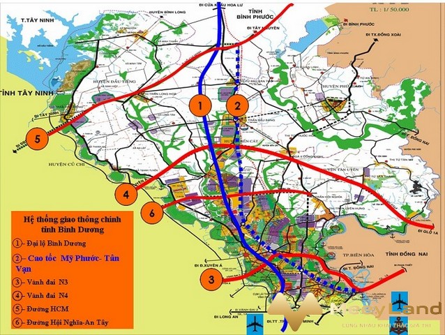 Ảnh 3: bản đồ quy hoạch giao thông tỉnh Bình Dương (Nguồn: Internet)