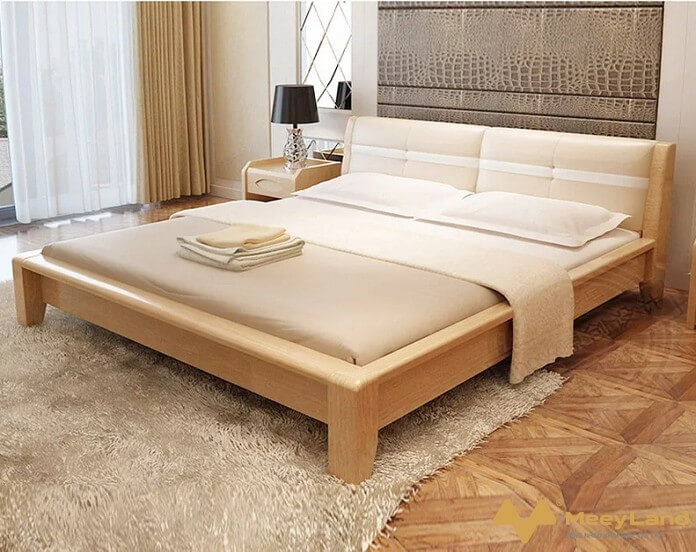  Ảnh 1: Giường ngủ gỗ tự nhiên đẹp đem lại sự hài hòa cho căn phòng của bạn