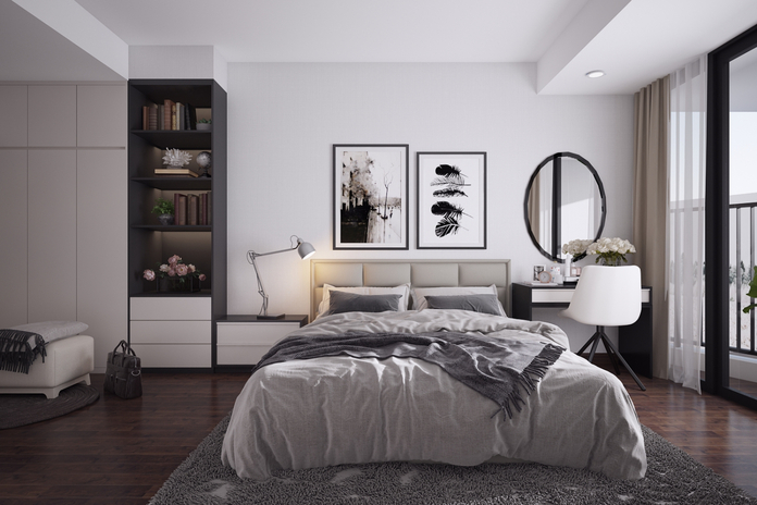 12.Cá tính với các gam màu đối lập trắng đen trong thiết kế phòng ngủ scandinavian