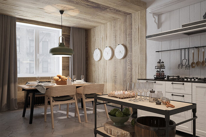  13.Phòng bếp ấm cúng với thiết kế scandinavian