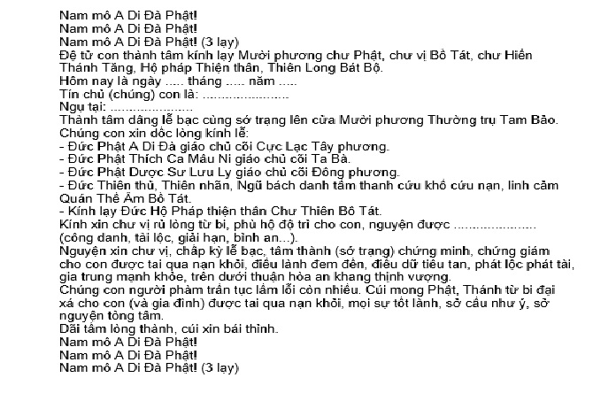 
Ảnh 5: Mẫu bài văn khấn cúng Ban Tam Bảo (Nguồn: Internet)

