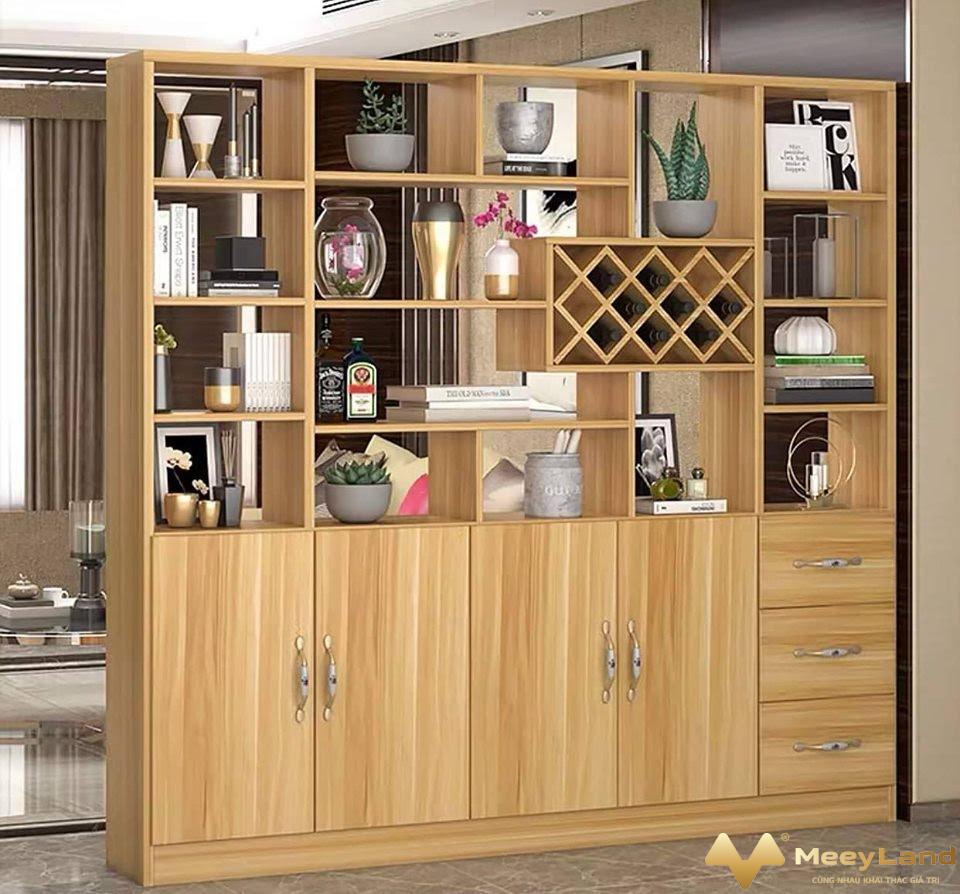  Ảnh 1: Mẫu tủ rượu gỗ tự nhiên đẹp có màu sáng, có thể sử dụng làm vách ngăn giữa 2 gian phòng (Nguồn: Internet)