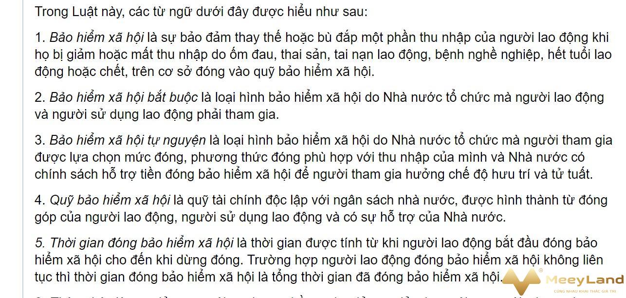  Ảnh 1: Phần giải thích từ ngữ về bảo hiểm xã hội của Luật bảo hiểm năm 2014 (Nguồn: Internet)