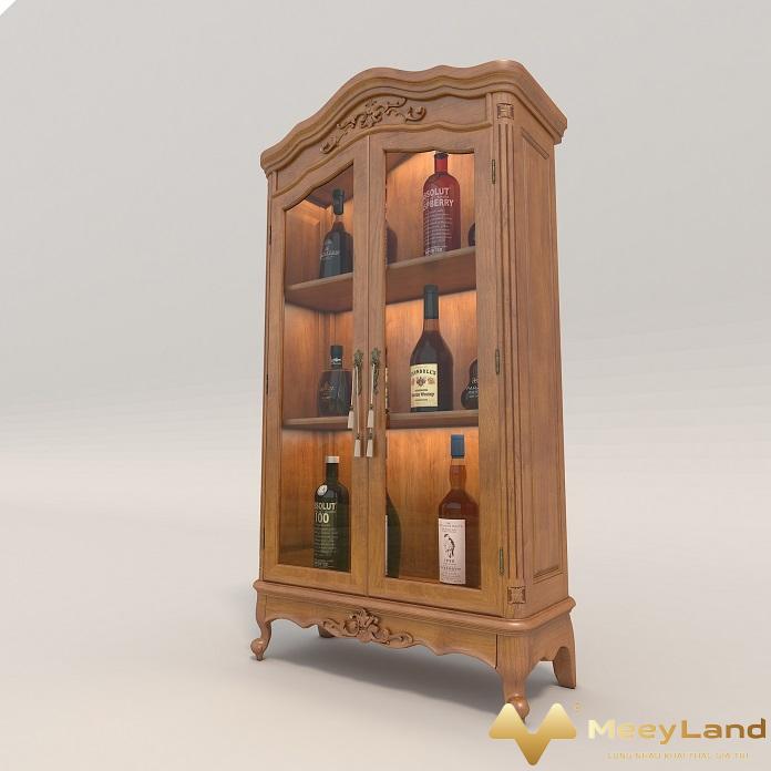  Ảnh 2 : Chiếc tủ đựng rượu được làm bằng gỗ tuy có thiết kế đơn giản nhưng đem lại tính thẩm mỹ rất cao cho gia đình và nhiều công dụng đặc biệt khác ( Nguồn : Internet )