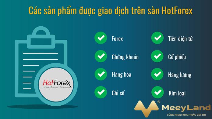 Ảnh 3: Các sản phẩm có trên HotForex (Nguồn: Internet)