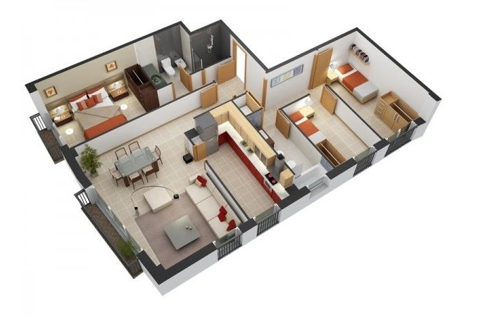 
Ảnh 14: Bản vẽ thiết kế căn hộ 80m2 3 phòng ngủ
