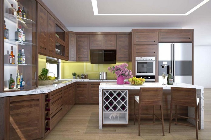 
Ảnh 26: Thiết kế phòng bếp chung cư với gam màu trầm
