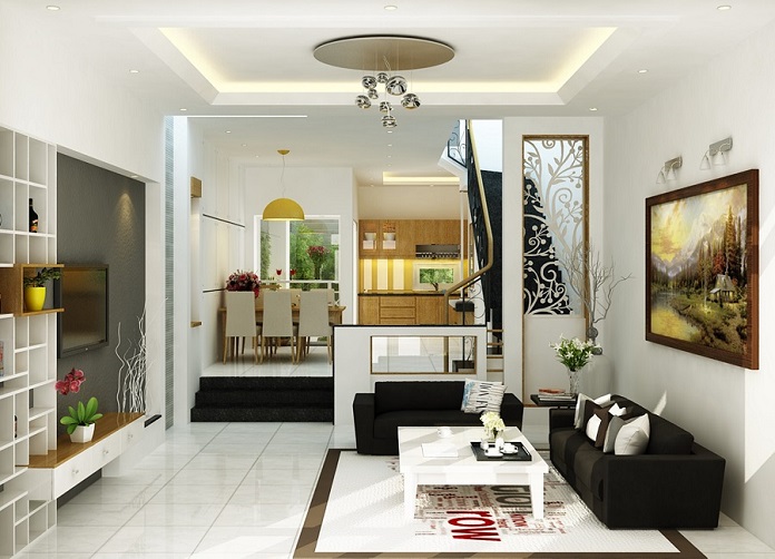  Ảnh 9: Thiết kế nội thất phòng khách nhà ống đẹp cần tận dụng tối đa các vị trí góc cạnh