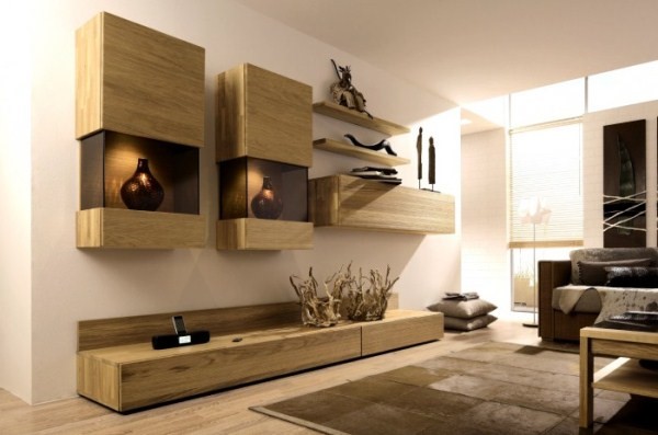  Ảnh 11: Phòng khách trở nên ấm áp với những mẫu kệ treo tường làm từ gỗ tự nhiên