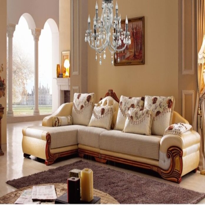  Ảnh 13: Sofa phòng khách làm từ gỗ óc chó mang phong cách tân cổ điển