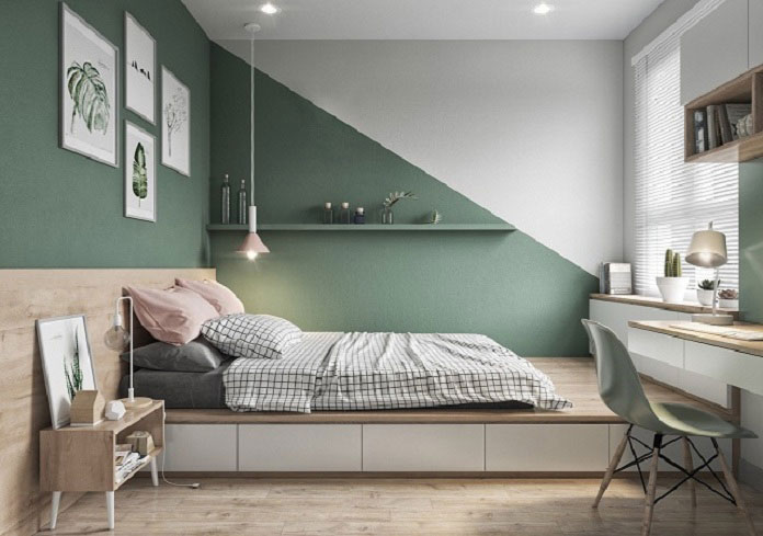 
Ảnh 35: Ý tưởng lựa chọn phụ kiện phòng ngủ phủ xanh
