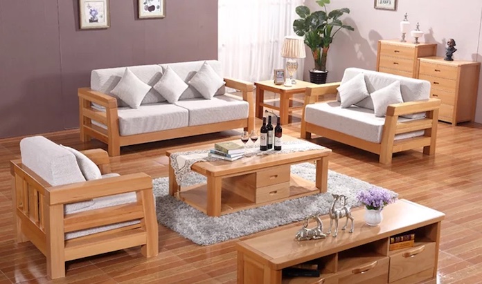  Hình 2: Sofa gỗ từ trước đến nay đều rất được yêu thích để kê trong phòng khách