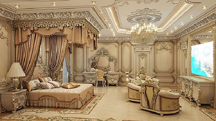
Hình 11: Phòng ngủ lộng lẫy như trong phim hoàng gia
